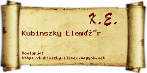 Kubinszky Elemér névjegykártya